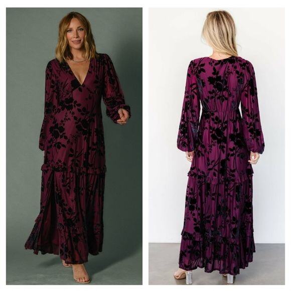 Baltic Born Dresses & Skirts - Baltic Born Liana Velvet Embossed Maxi Dress 1X NEW